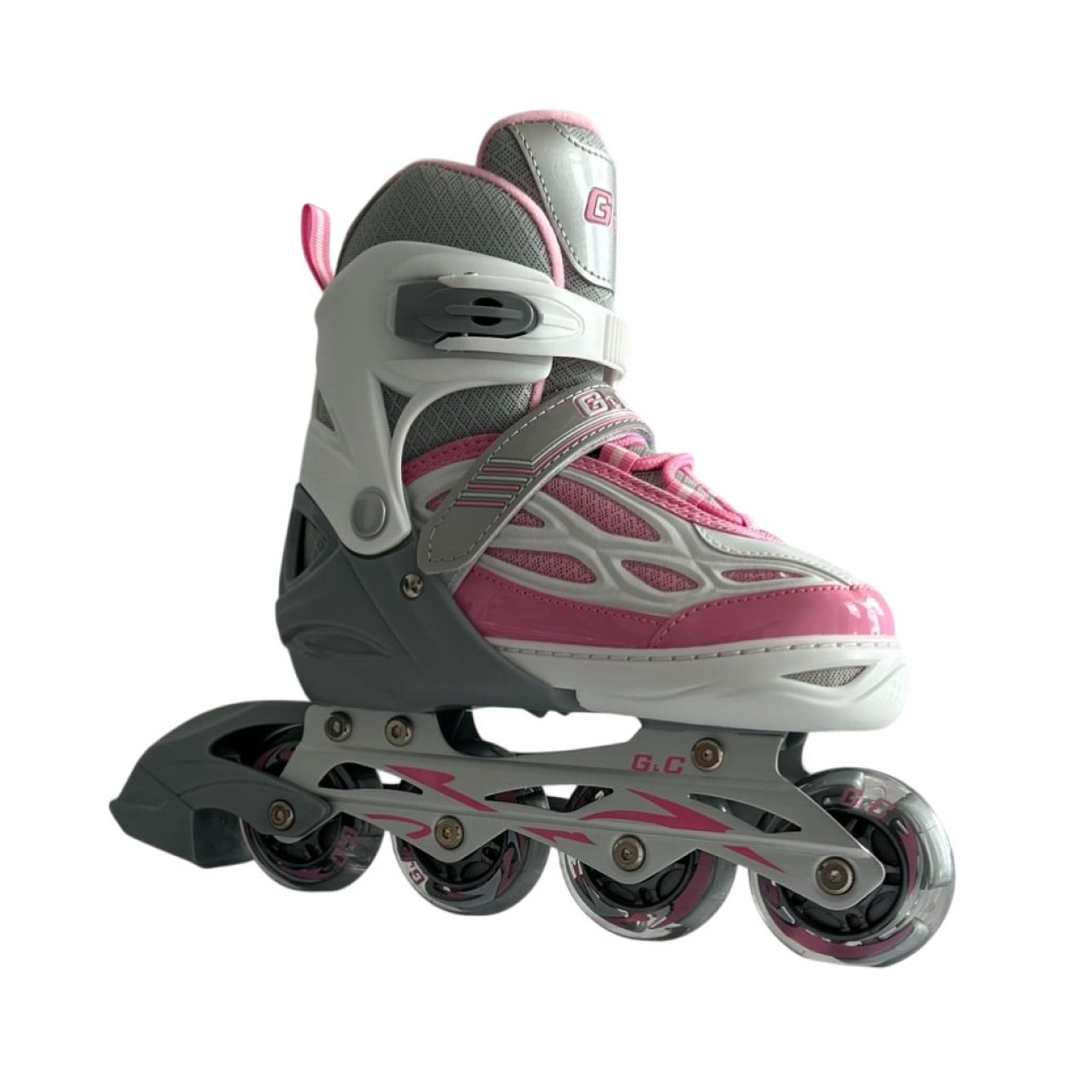 Αυξομειούμενα Πατίνια Roller GC BW 188 Γκρι/Ροζ με LED Τροχούς  IN-LINE SKATES Medium (35-38)