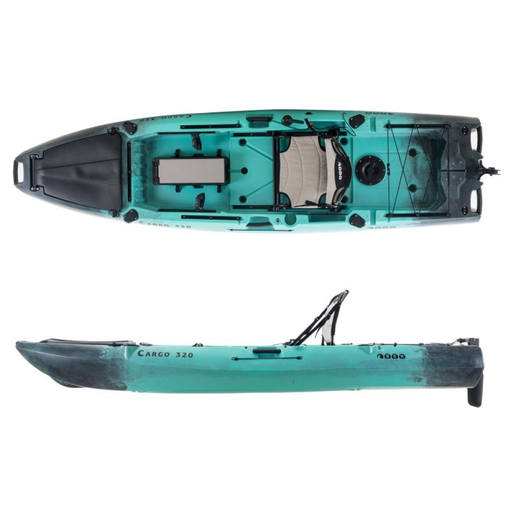 Cargo 320 Μονοθέσιο Pedal Kayak ready με αλουμινίου κάθισμα και τιμονιέρα SCK | Μαύρο-Τυρκουάζ