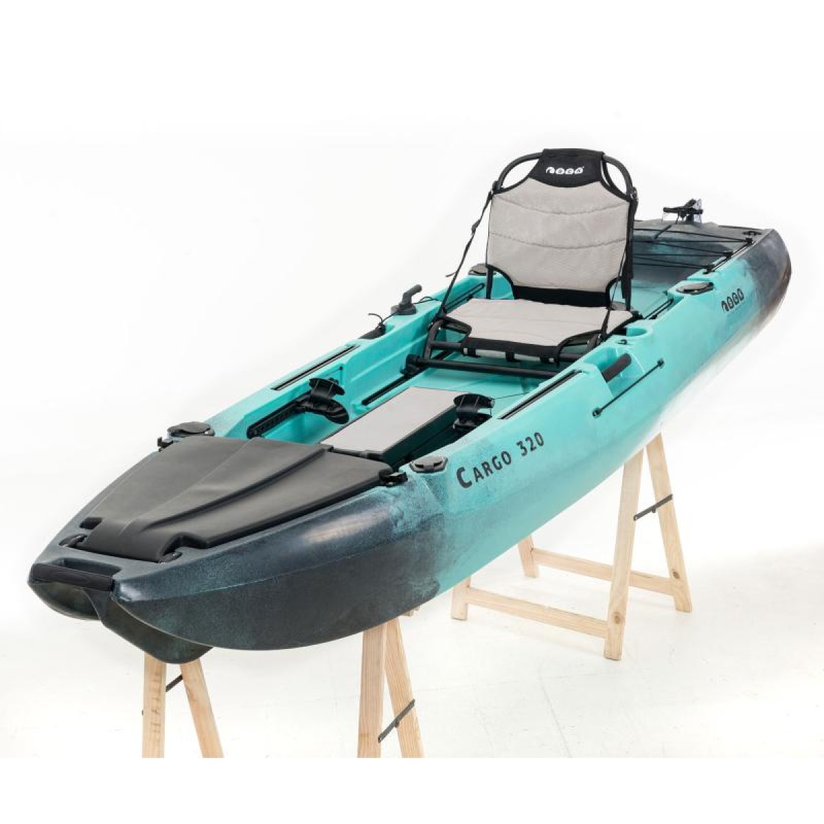 Cargo 320 Μονοθέσιο Pedal Kayak ready με αλουμινίου κάθισμα και τιμονιέρα SCK | Μαύρο-Τυρκουάζ