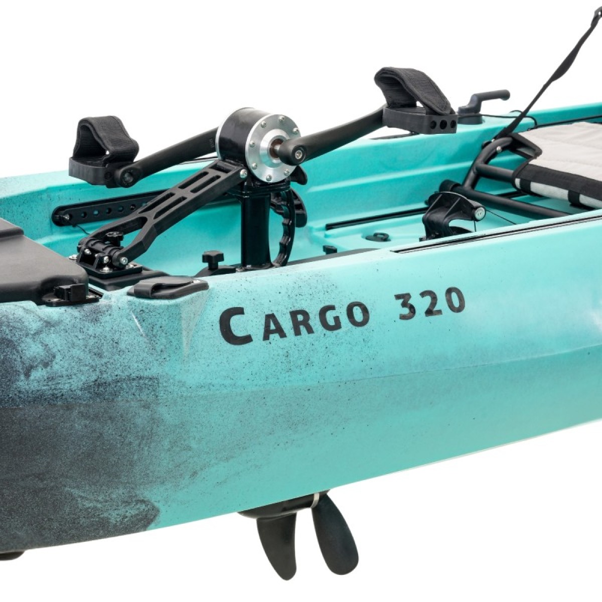 Cargo 320 Μονοθέσιο Pedal Kayak ready με αλουμινίου κάθισμα και τιμονιέρα SCK | Μαύρο-Τυρκουάζ