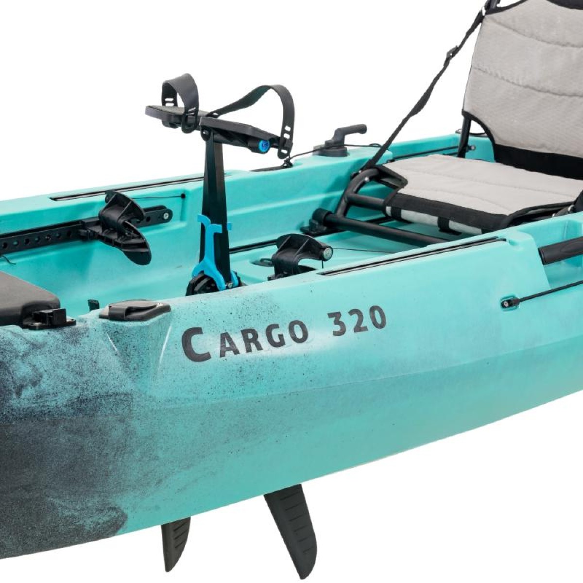 Cargo 320 Μονοθέσιο Pedal Kayak ready με αλουμινίου κάθισμα και τιμονιέρα SCK | Μαύρο-Τυρκουάζ