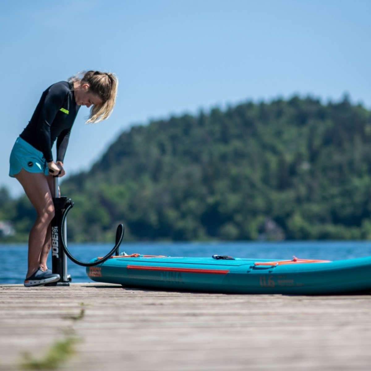 Φουσκωτή σανίδα SUP Jobe 11'6'' Duna Πακέτο με κουπί Stream 40 - Teal Blue