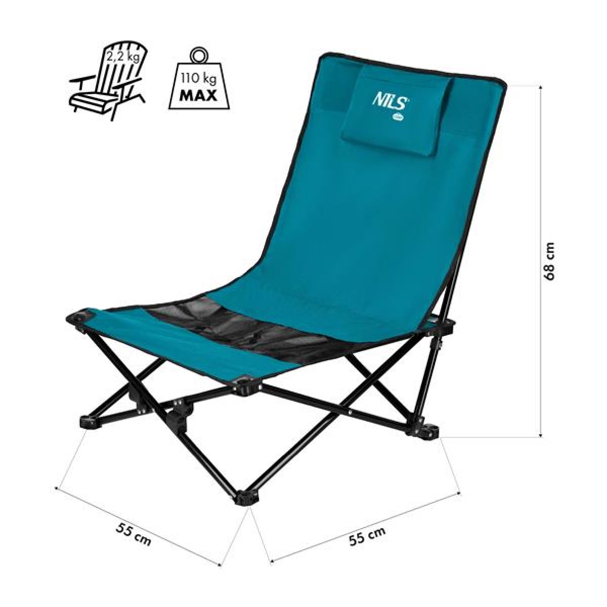 Καρέκλα Κάμπινγκ/Παραλίας Nils Camp NC3306 Μπλε/Μαύρο 15-03-312