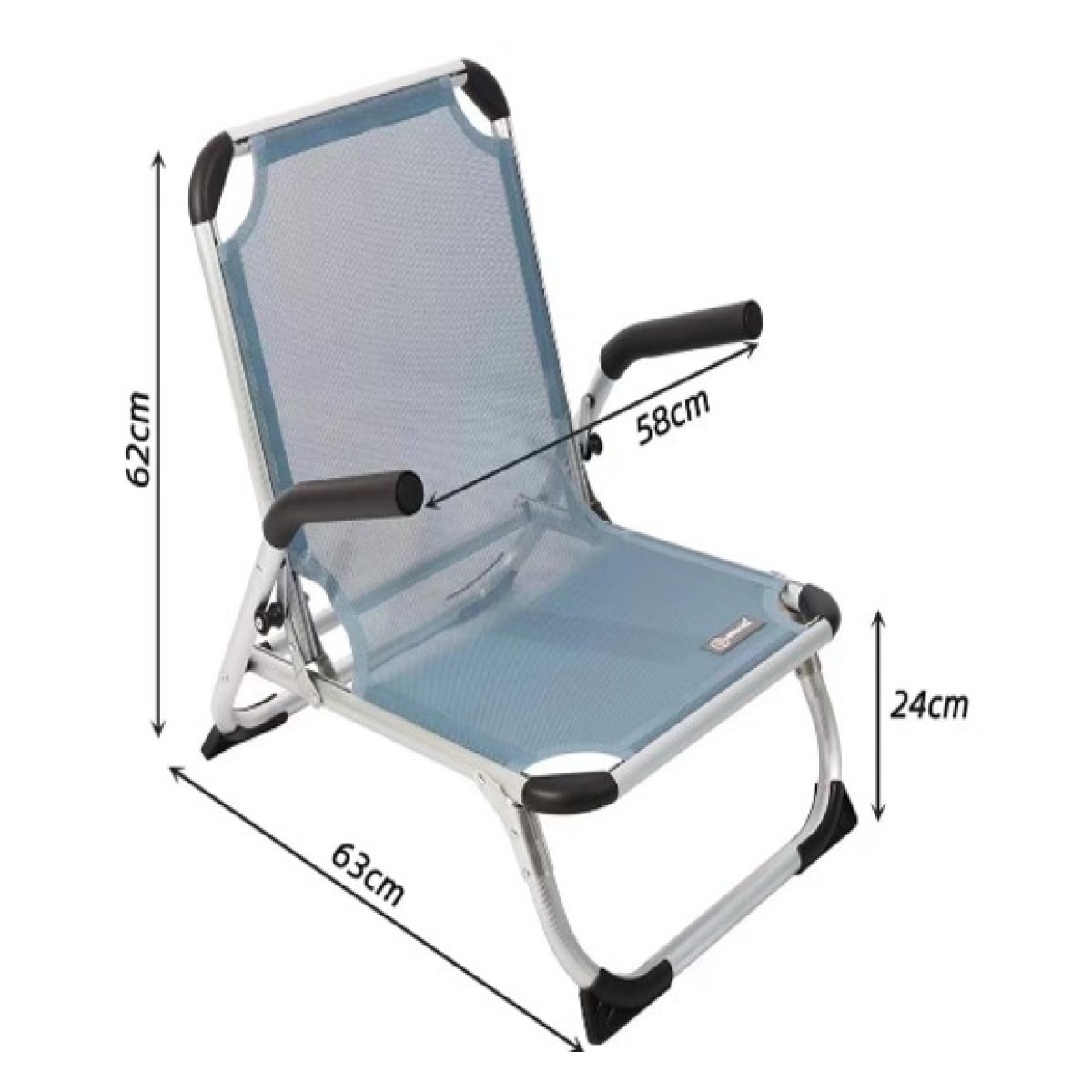 Καρέκλα Παραλίας Αλουμινίου Textilene 2x1 Γκρι KING SIZE 58x63x62cm INCA 