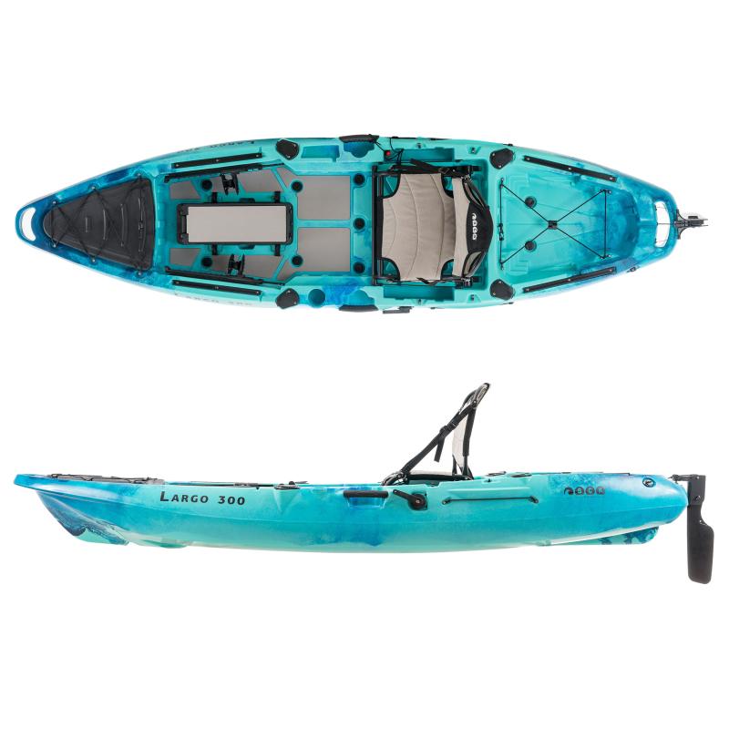 Largo 300 Μονοθέσιο Pedal Kayak ready με αλουμινίου κάθισμα και τιμονιέρα | Μπλε-Τυρκουάζ SCK