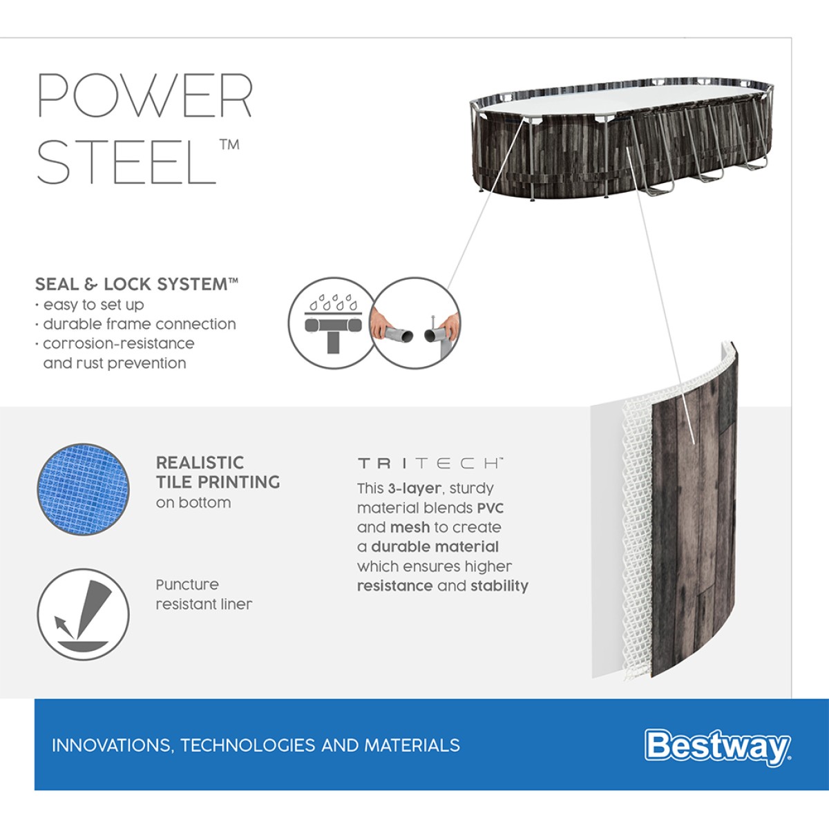 Πισίνα 5611R POWER STEEL OVAL POOL Bestway 610X366X122CM