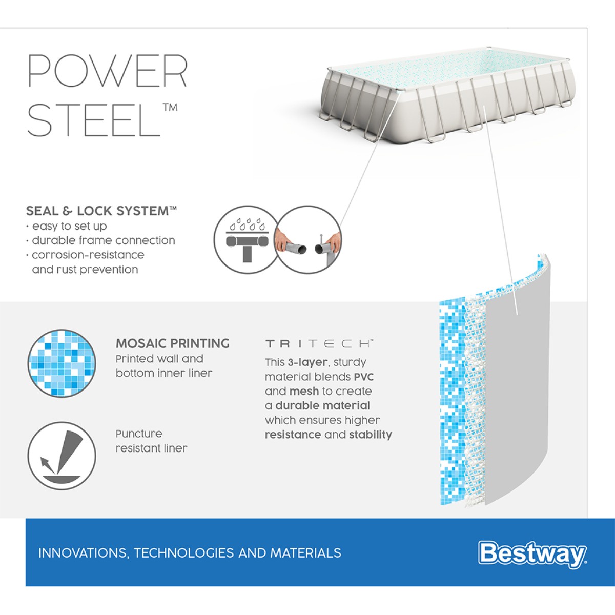 Πισίνα 56623 POWER STEEL POOL 956 Χ 488 Χ 132cm Bestway