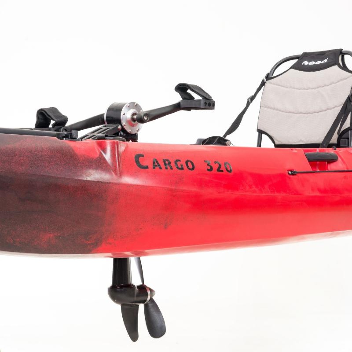 SCK Cargo 320 Μονοθέσιο Pedal Kayak ready με αλουμινίου κάθισμα και τιμονιέρα | Μαύρο-Κόκκινο