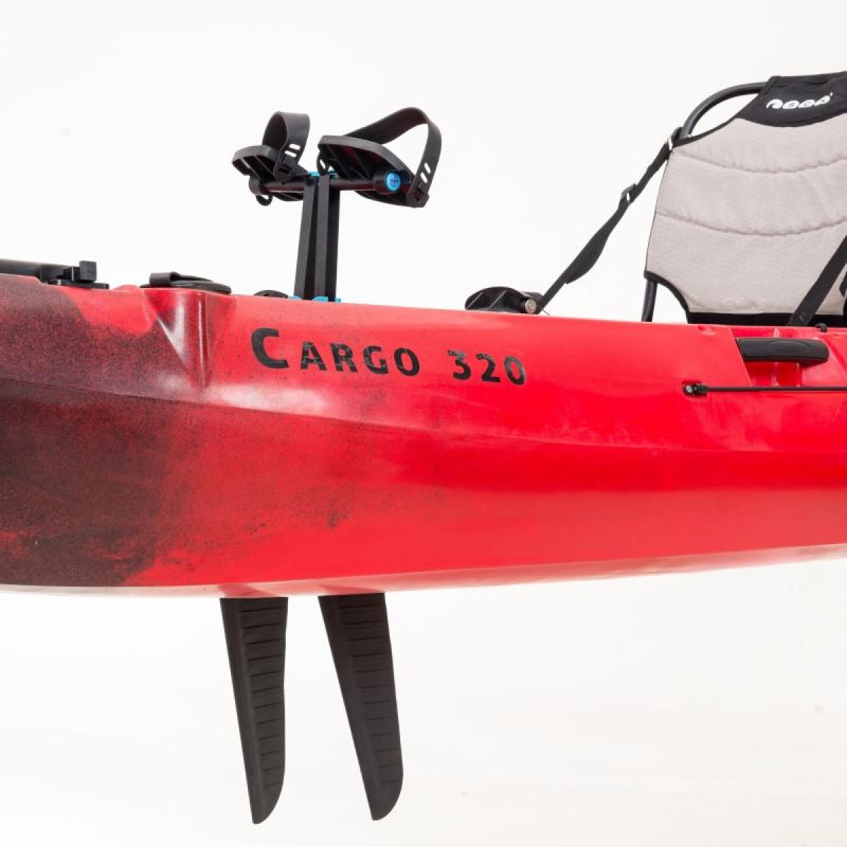 SCK Cargo 320 Μονοθέσιο Pedal Kayak ready με αλουμινίου κάθισμα και τιμονιέρα | Μαύρο-Κόκκινο