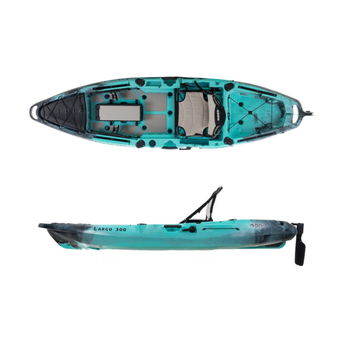 SCK Largo 300 Μονοθέσιο Pedal Kayak ready με αλουμινίου κάθισμα και τιμονιέρα | Τιρκουάζ- Μαύρο