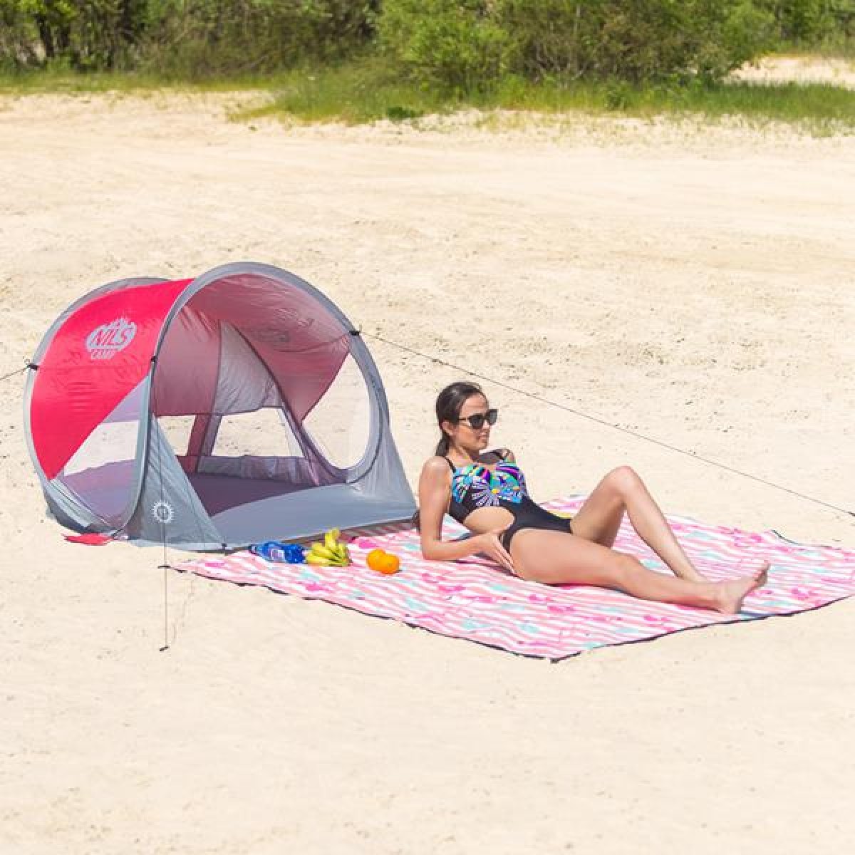 Σκηνή Παραλίας NC3142 Κόκκινη/Γκρι POP UP NILS CAMP 15-04-015