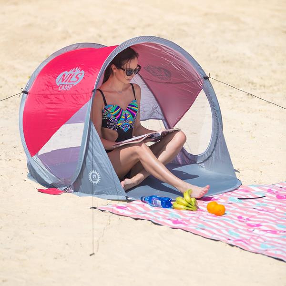 Σκηνή Παραλίας NC3142 Κόκκινη/Γκρι POP UP NILS CAMP 15-04-015