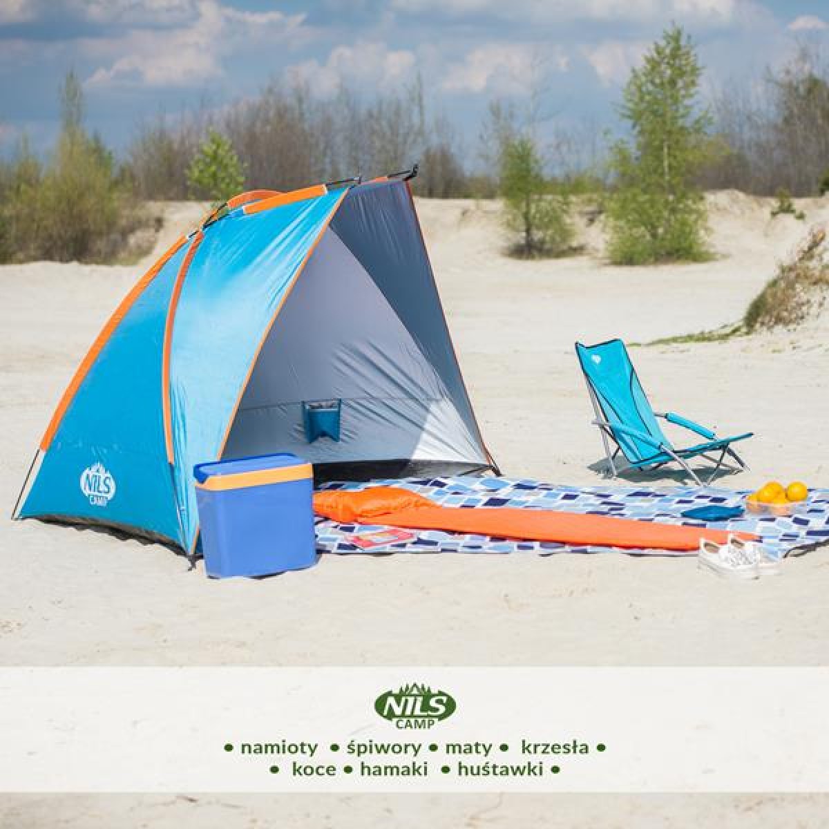 Τέντα Παραλίας NILS Camp Pop UP NC8030 Μπλε 260x120x120 15-04-025