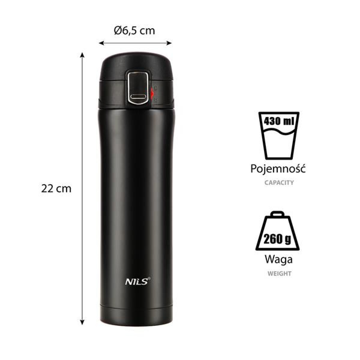 Θερμός NCB10 Black Thermal Cup NILS 430ml