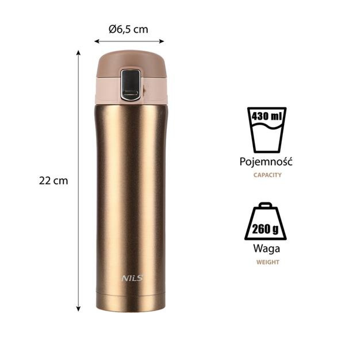 Θερμός NCB10 Gold Thermal Cup NILS 430ml
