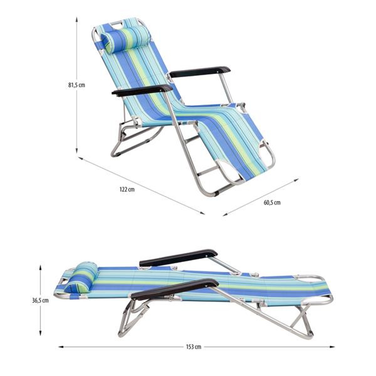 Ξαπλώστρα - Πολυθρόνα Παραλίας NC3024 Μπλε SUN LOUNGER NILS CAMP