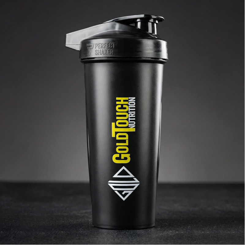 Premium protein Shaker cup - 700ml, Plastic, Black Gold Touch nutrition