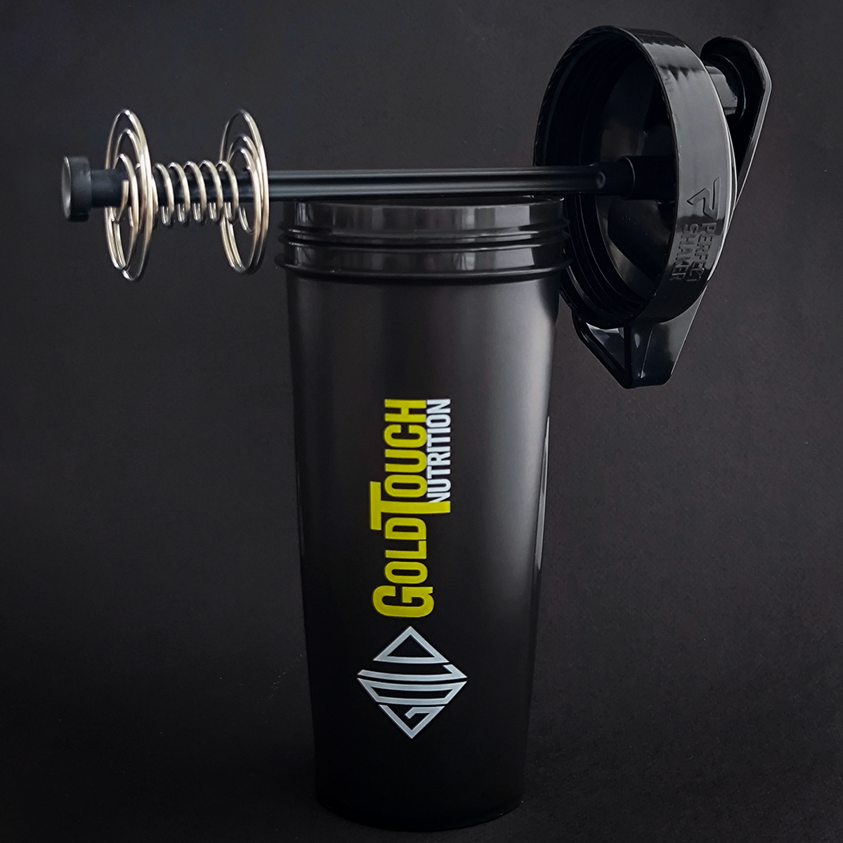 Premium protein Shaker cup - 700ml, Plastic, Black Gold Touch nutrition