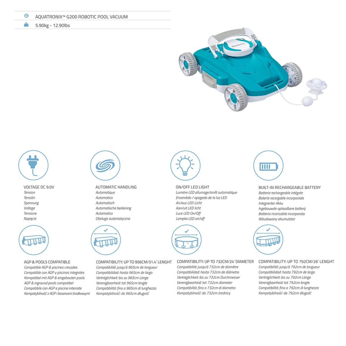 Aqua Tronix G2000 robotic pool vacuum 58765 Bestway