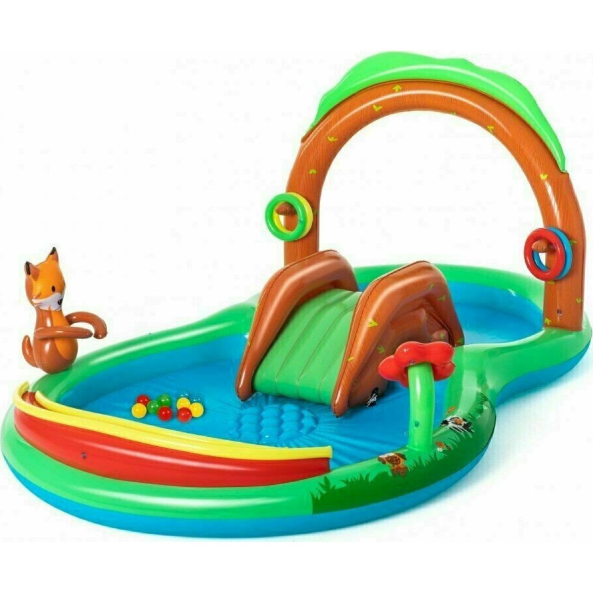 Παιδική Πισίνα Φουσκωτή 295x199x30εκ. Πράσινη Friendly Woods Play Center Bestway
