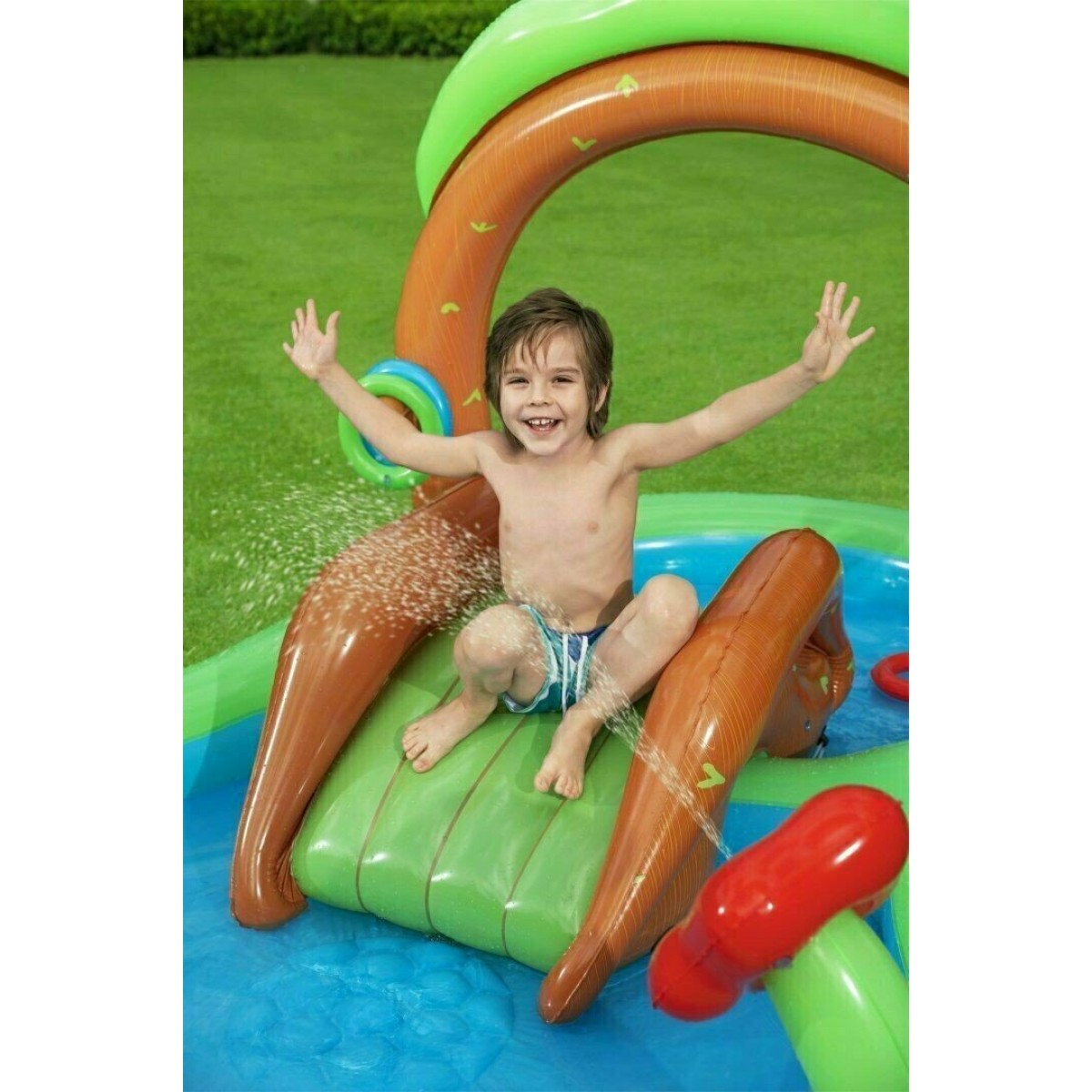 Παιδική Πισίνα Φουσκωτή 295x199x30εκ. Πράσινη Friendly Woods Play Center Bestway