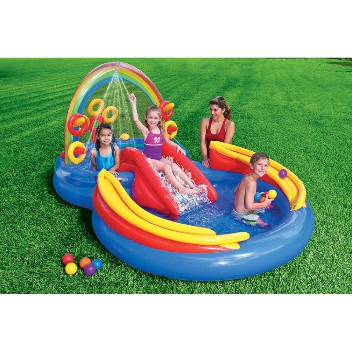 Παιδική πισίνα Rainbow Ring Play Center Intex 57453