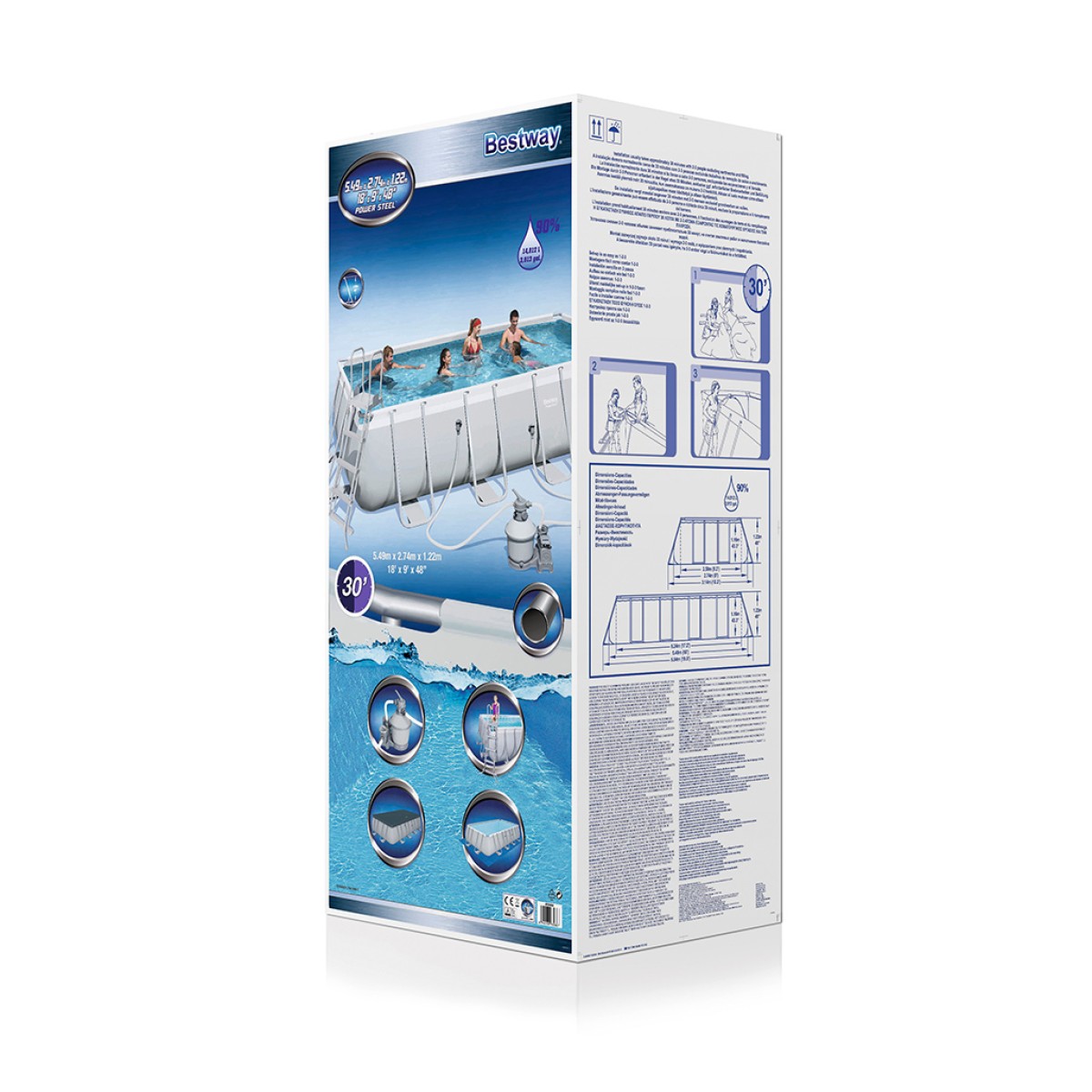 Πισίνα 56466 POWER STEEL RECT.FRAME POOL 549Χ274Χ122CM Bestway