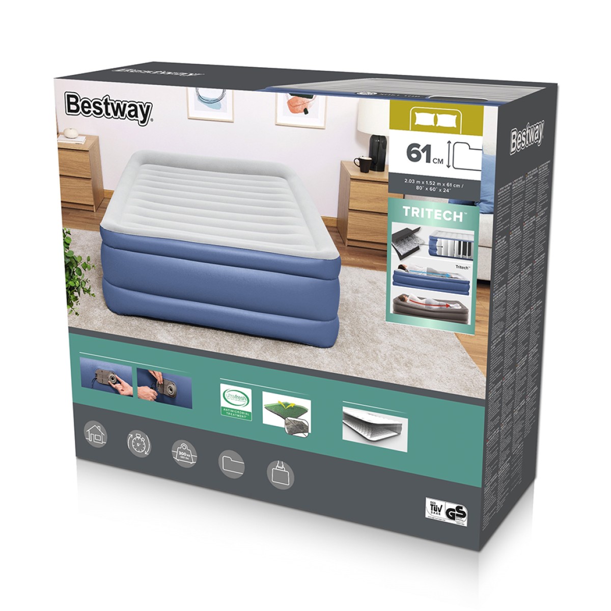 TRITECH AIRBED 6713I QUEEN BULT-IN AC PUMP 203x152x51cm Bestway