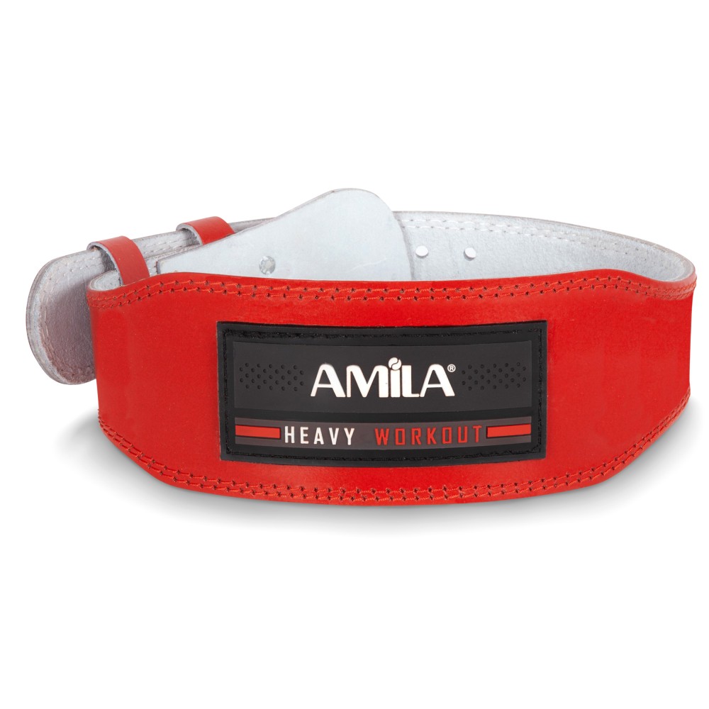 Ζώνη Άρσης Βαρών AMILA Δερμάτινη Κόκκινη Γ΄ Quality