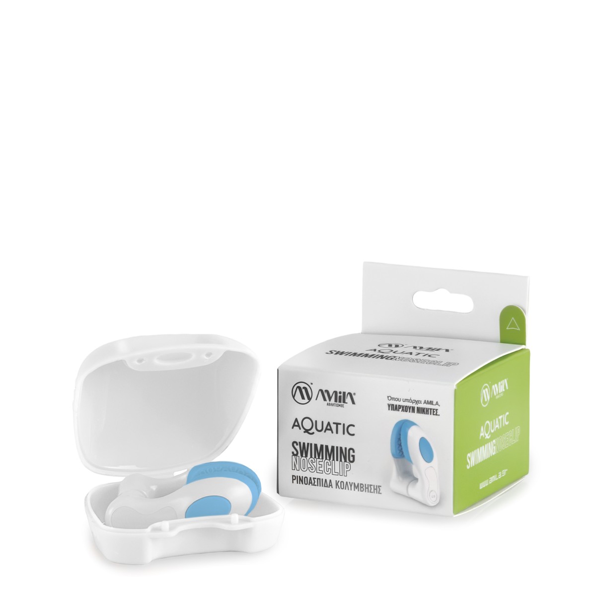 Ρινοασπίδα Κολύμβησης Swimming Noseclip Aquatic – Μπλε / Λευκό Amila 47050