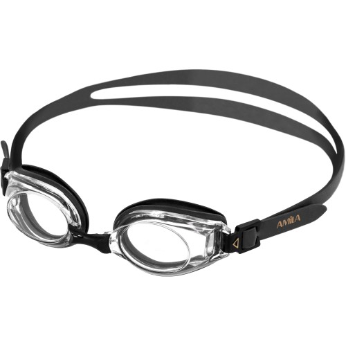 AMILA 47156 γυαλιά κολύμβησης μαύρα με διάφανους φακούς