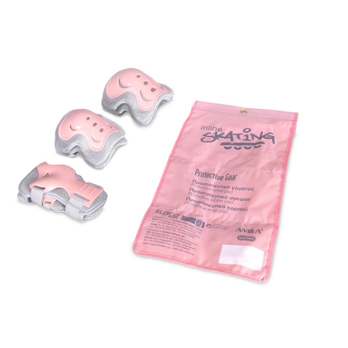 Σετ Προστατευτικά για Roller-Skateboards Γκρι/Ροζ Small 48977 Amila