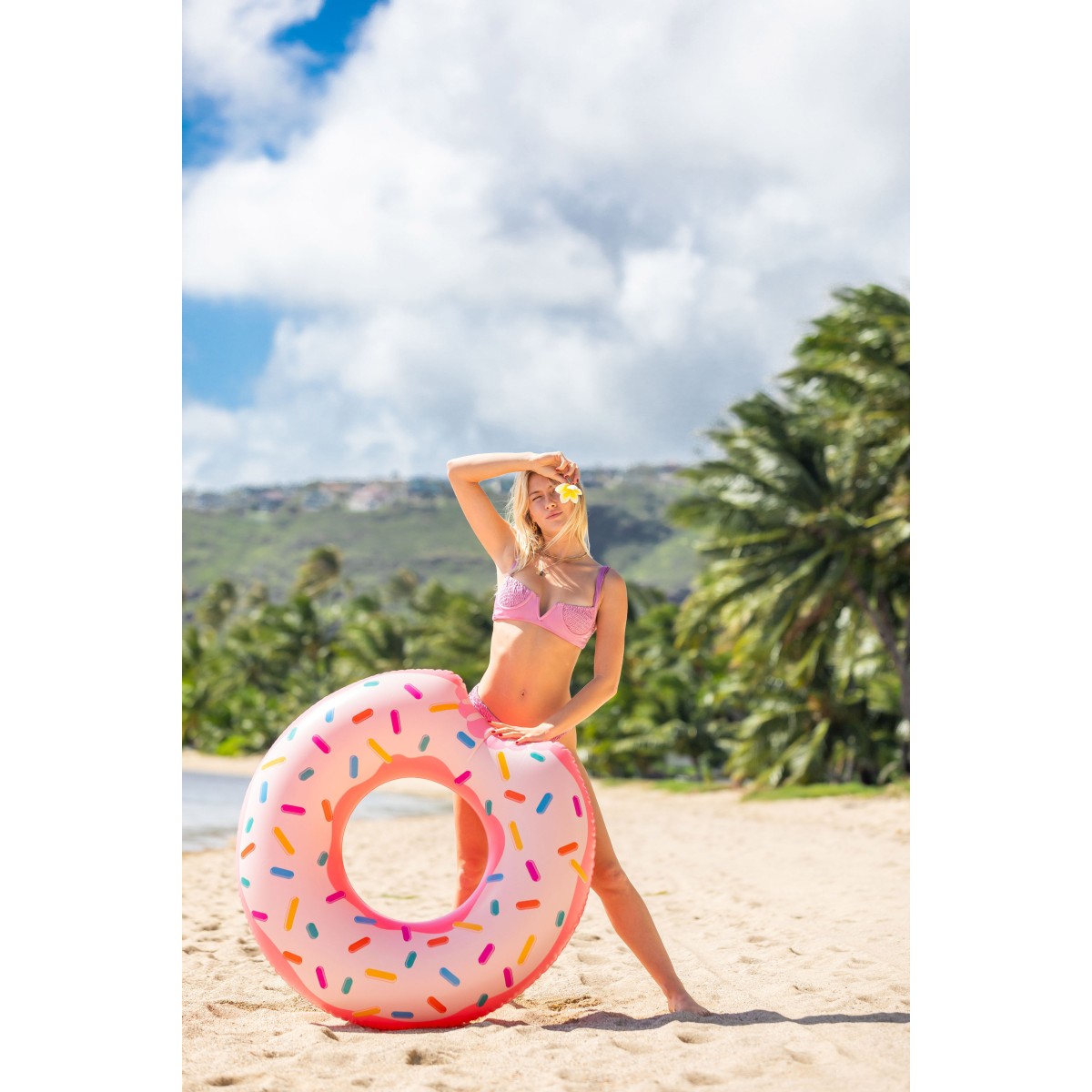 Φουσκωτή παιδική πισίνα Rainbow Donut Tube INTEX 56235