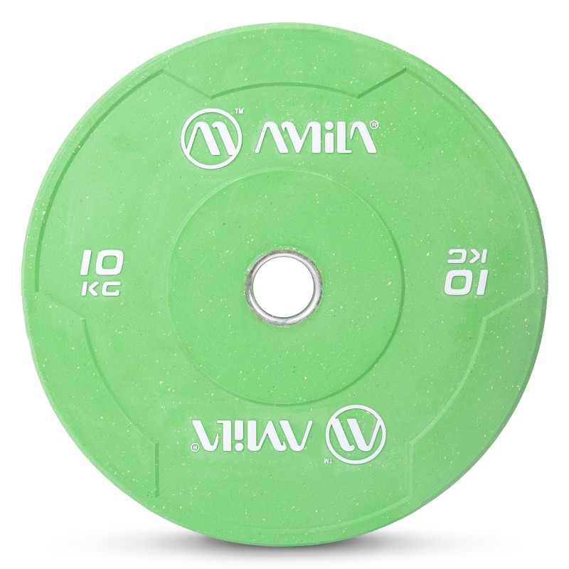 Δίσκος Color Bumper Plate Slim 50 mm 10 kg – Πράσινο AMILA 84847