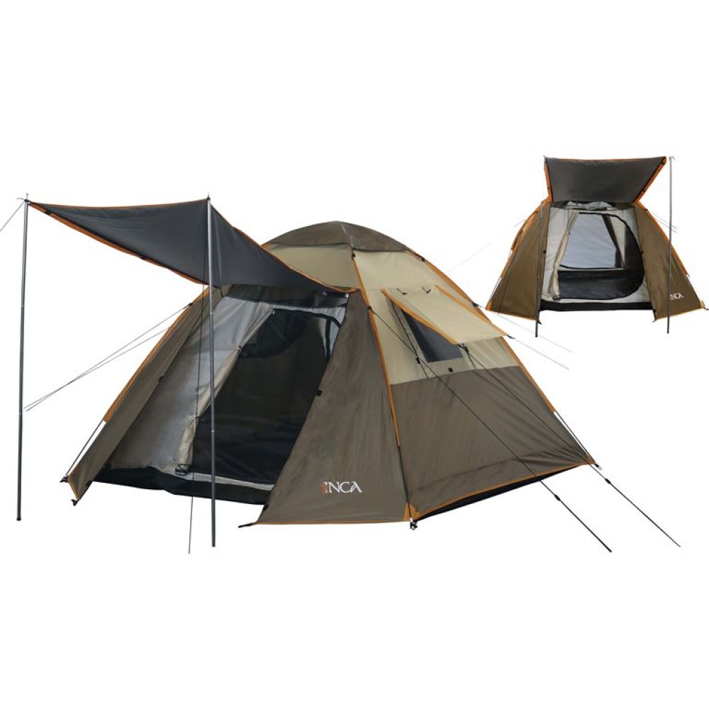Σκηνή Camping Αυτόματη 3-4 Ατόμων INCA Natura Καφέ Pop-UP 0600-001-7