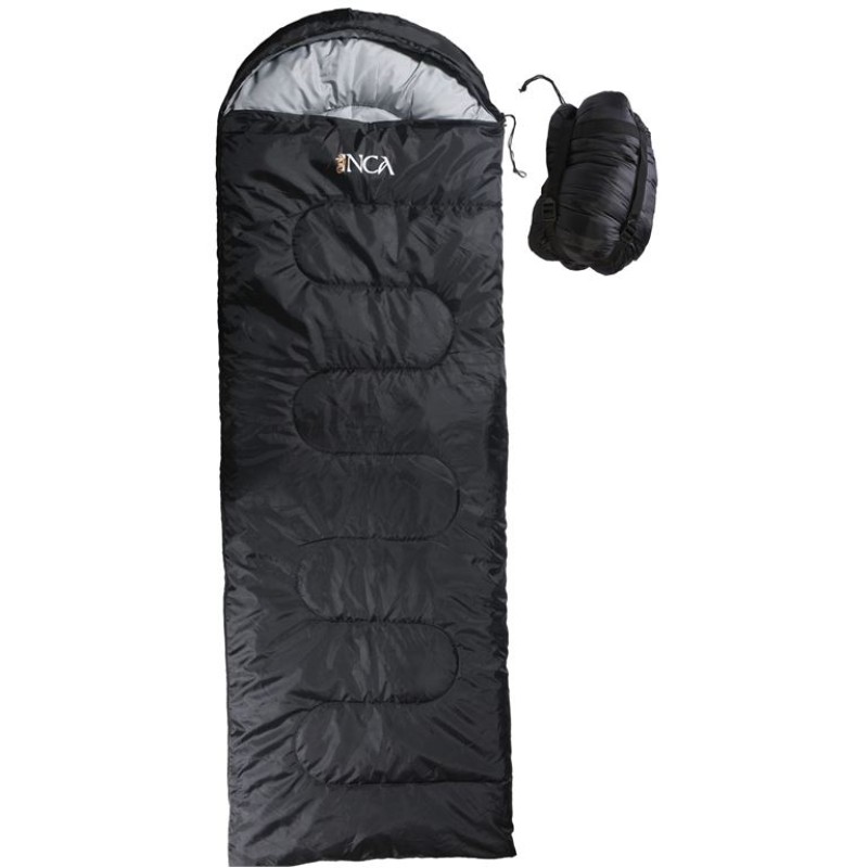 Υπνόσακος INCA Nanopack με μαξιλάρι Μαύρο 220χ75cm με ιμάντες συμπίεσης