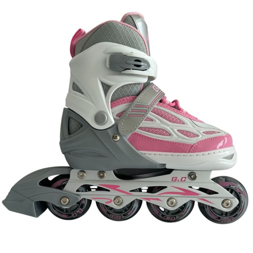 Αυξομειούμενα Πατίνια Roller GC BW 188 Γκρι/Ροζ με LED Τροχούς  IN-LINE SKATES Medium (35-38)