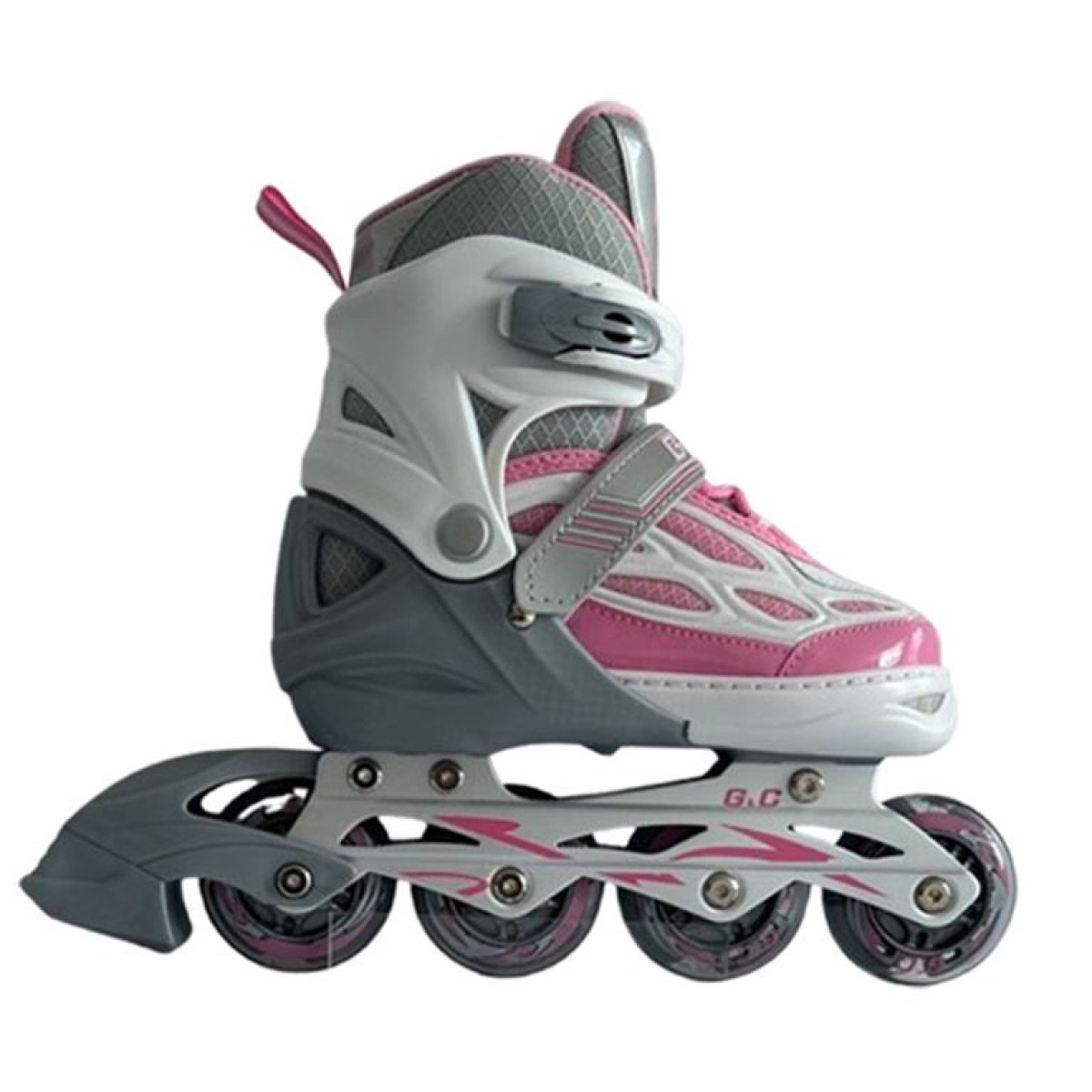 Αυξομειούμενα Πατίνια Roller GC BW 188 Γκρι/Ροζ με LED Τροχούς IN-LINE SKATES Large(39-42)