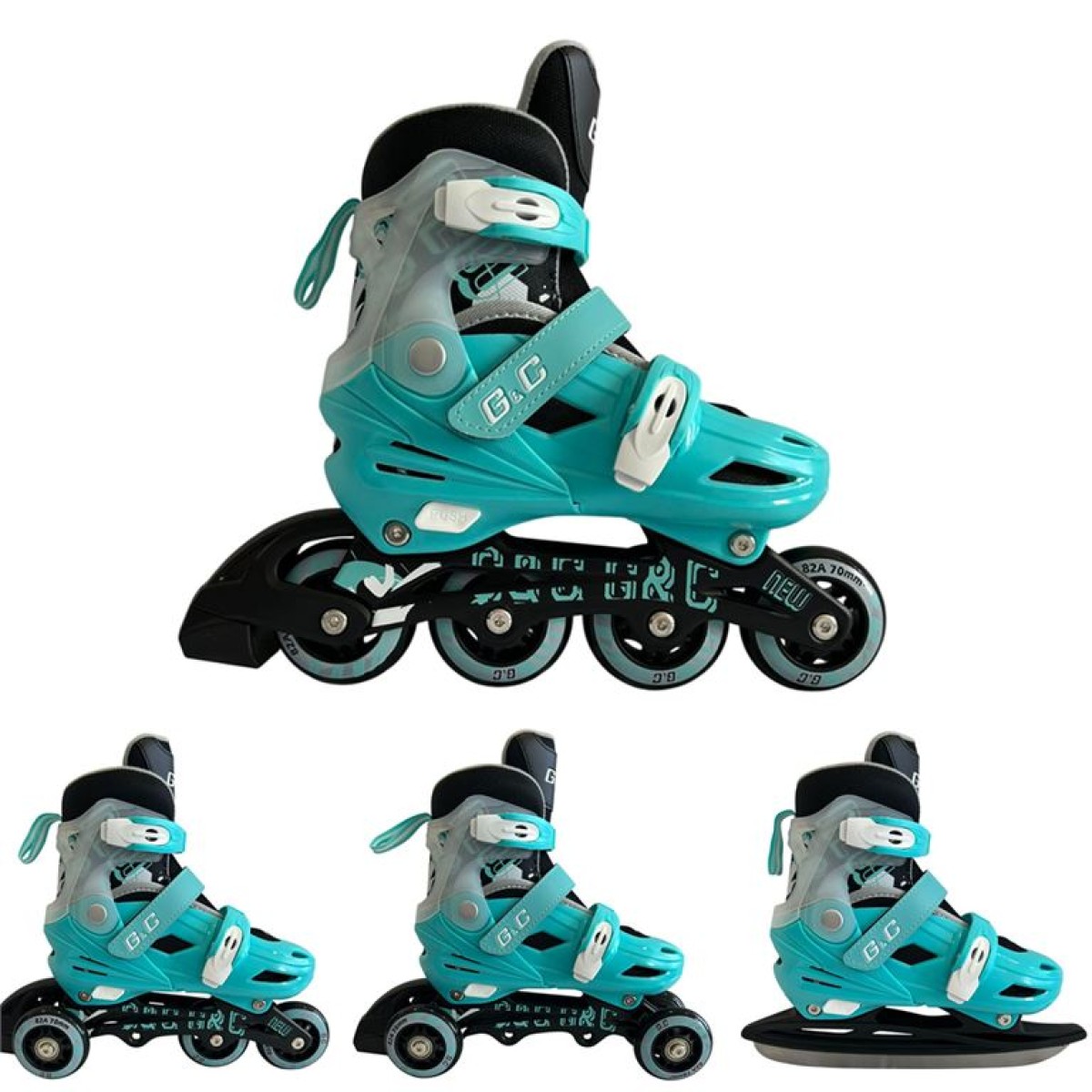 Αυξομειούμενα Roller GC BW125 ΣΕΤ 4 ΣΕ 1 INLINE SKATES  Μπλε/Μαύρο - Medium(35-38)