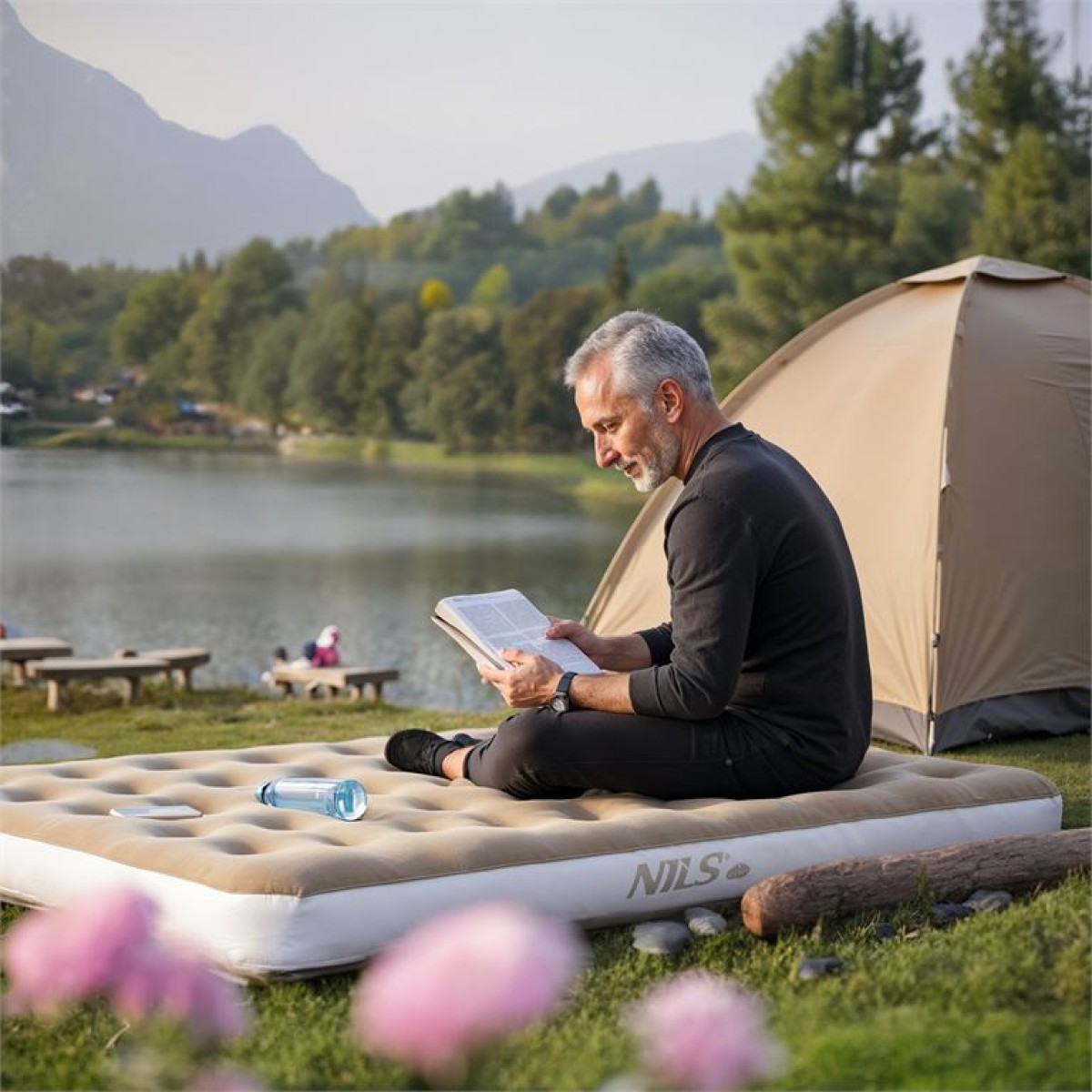 Φουσκωτό Στρώμα Ύπνου XXL Διπλό NILS CAMP NC2803  203x152x22cm Μπεζ