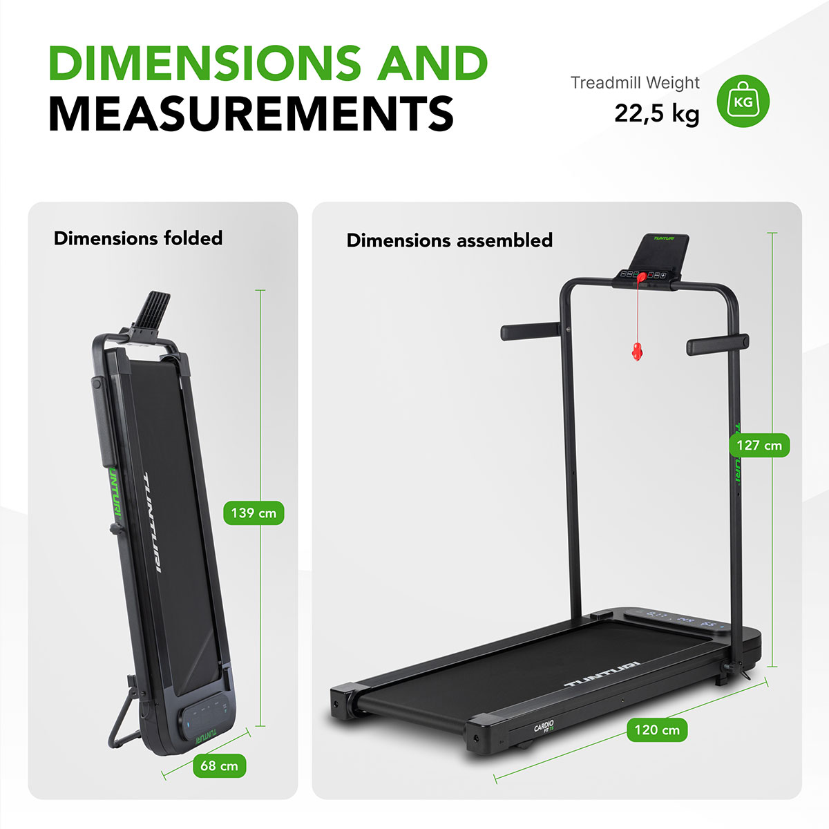 Ηλεκτρικός Αναδιπλούμενος Διάδρομος Γυμναστικής Walking Pad 1.5hp Tunturi Cardio Fit T5