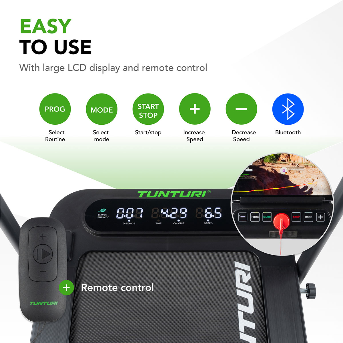 Ηλεκτρικός Αναδιπλούμενος Διάδρομος Γυμναστικής Walking Pad 1.5hp Tunturi Cardio Fit T5