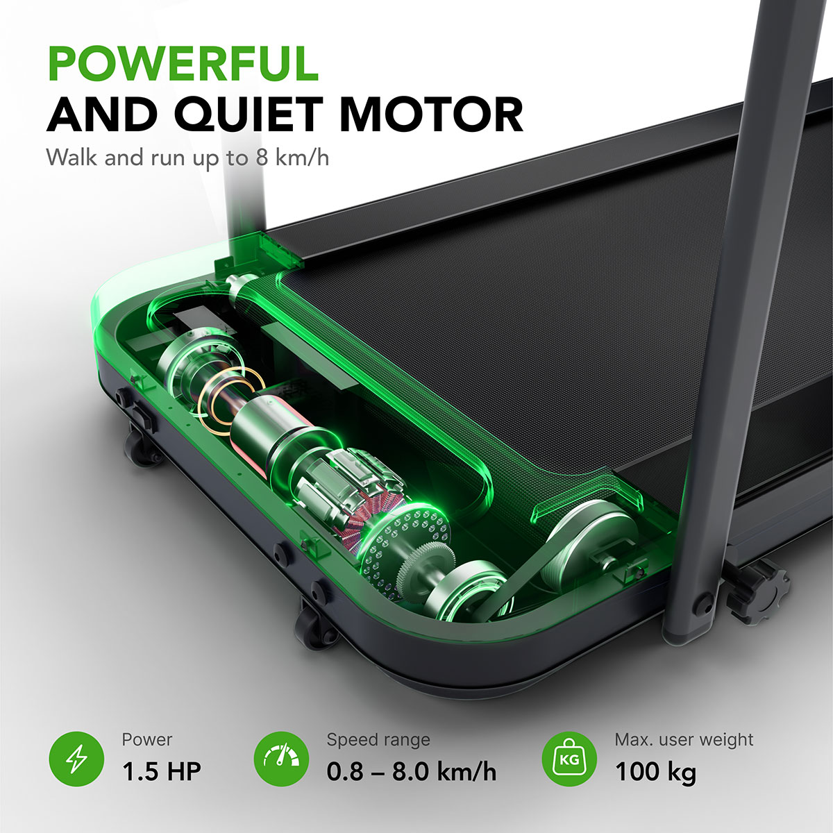 Ηλεκτρικός Αναδιπλούμενος Διάδρομος Γυμναστικής Walking Pad 1.5hp Tunturi Cardio Fit T5