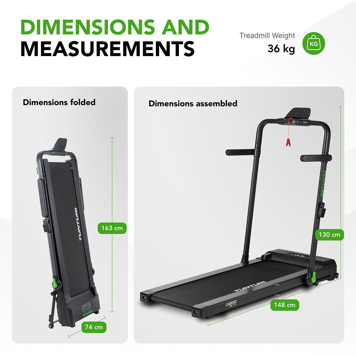 Ηλεκτρικός Διάδρομος Γυμναστικής 2.25hp Walking Pad Tunturi Cardio Fit T10