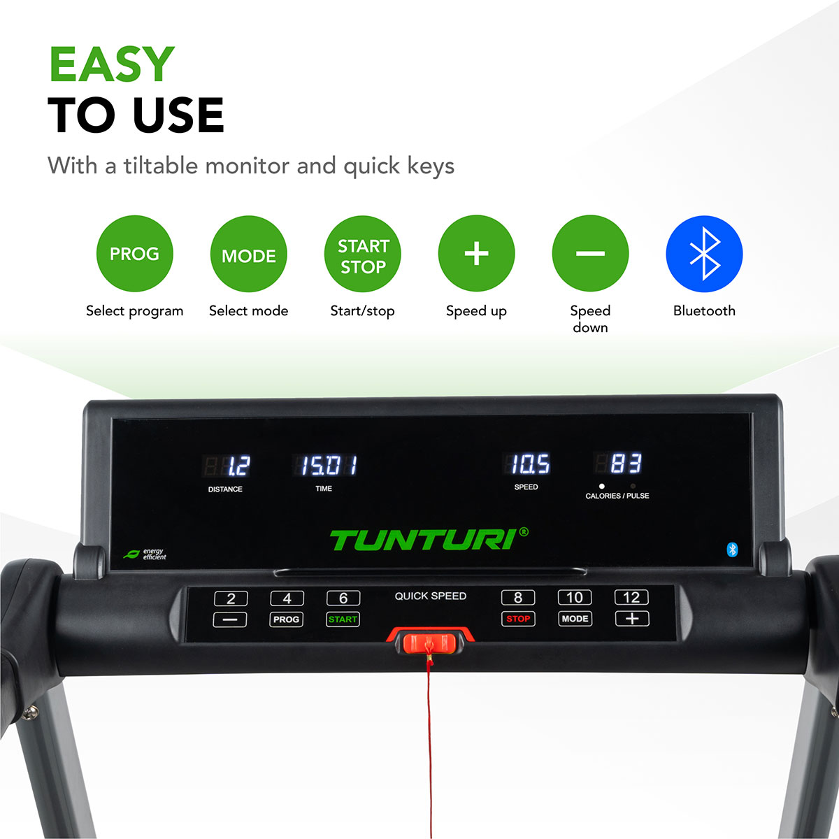 Ηλεκτρικός Αναδιπλούμενος Διάδρομος Γυμναστικής 2hp Tunturi Cardio Fit T25