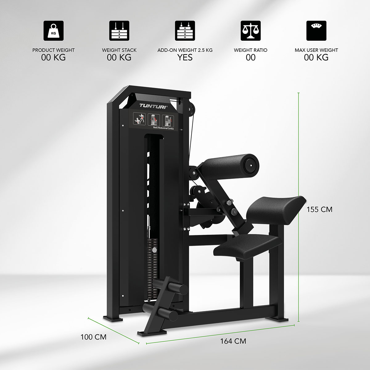 Μηχάνημα Κοιλιακών Ραχιαίων Σειρά V Dual Back Abdominal Combo Tunturi Platinum