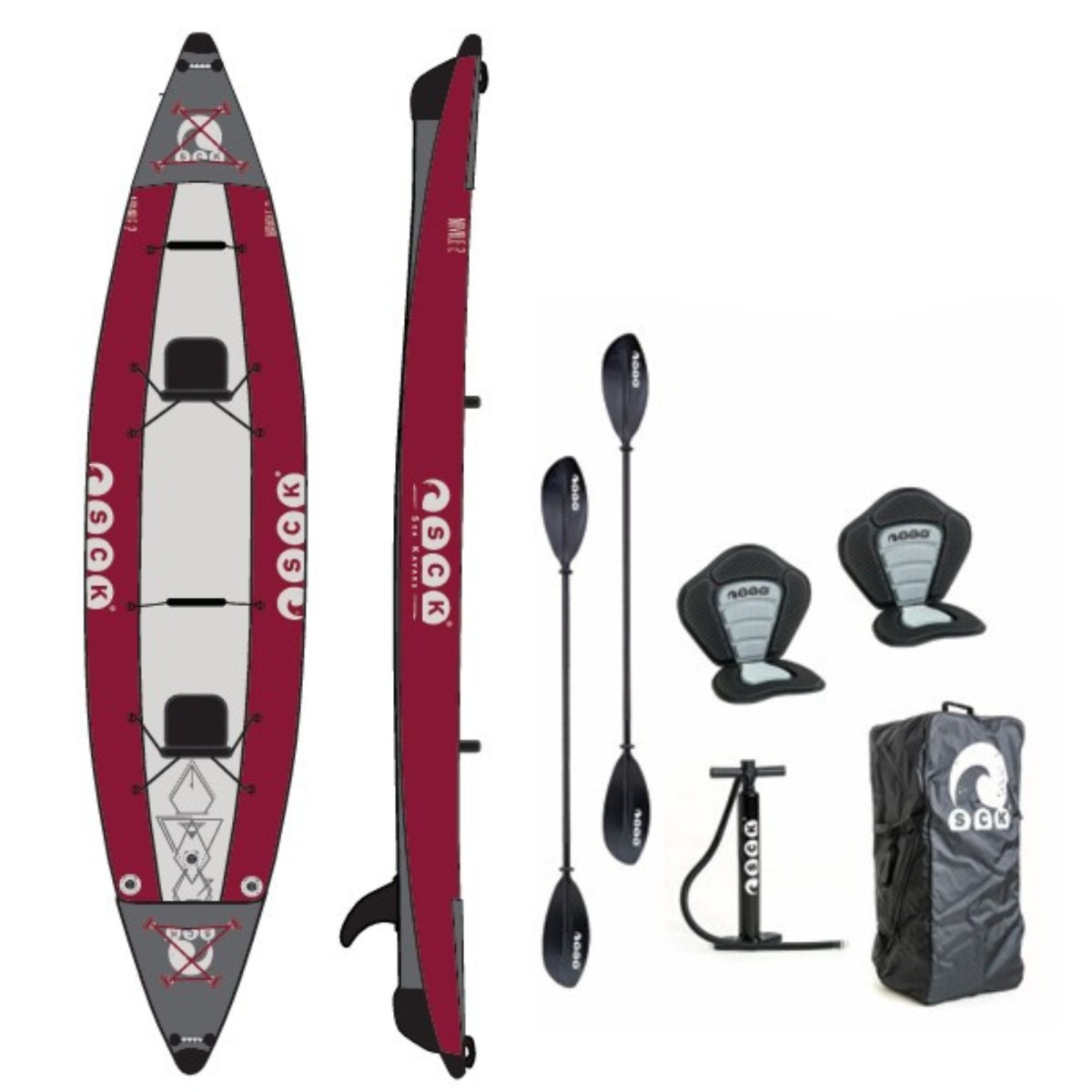 Φουσκωτό διθέσιο καγιάκ με drop-stitch πάτο SCK NAVALE 2