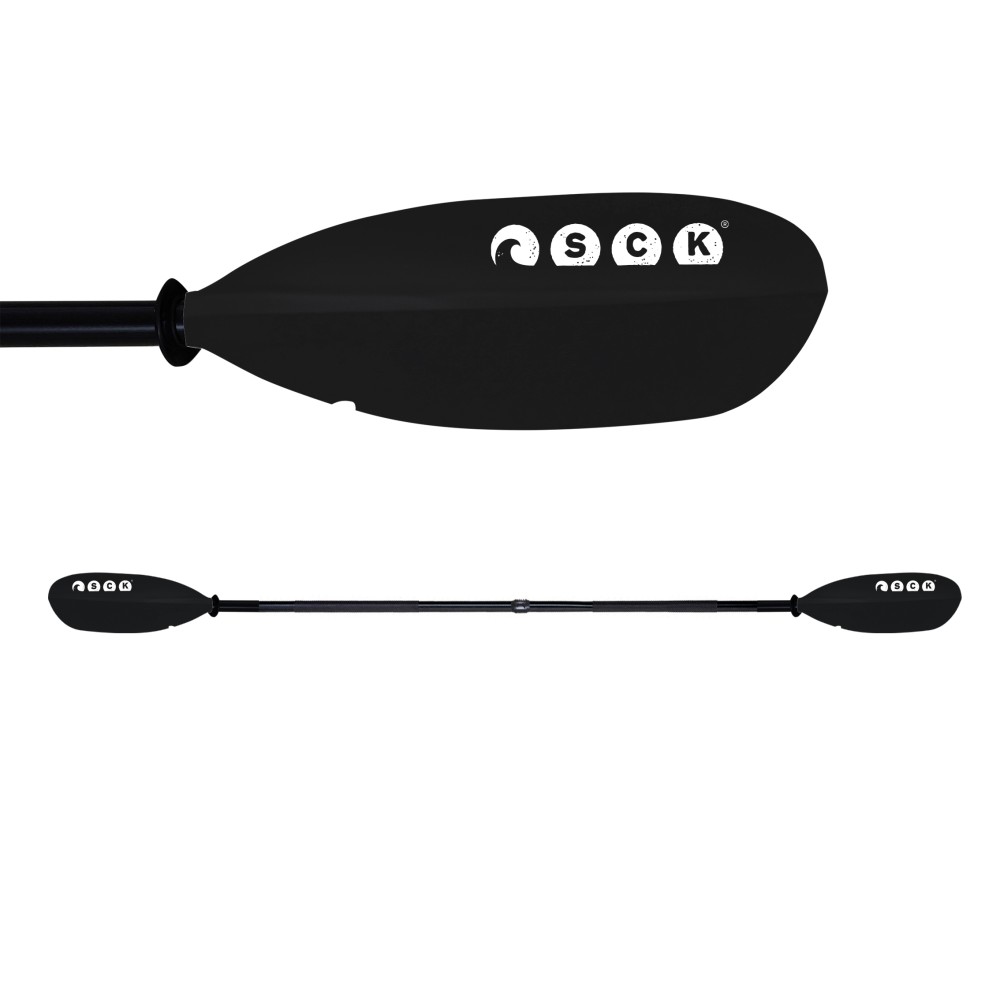 Κουπί καγιάκ Deluxe ρυθμιζόμενο 222-232cm Αλουμινίου διαιρούμενο - Μαύρο SCK