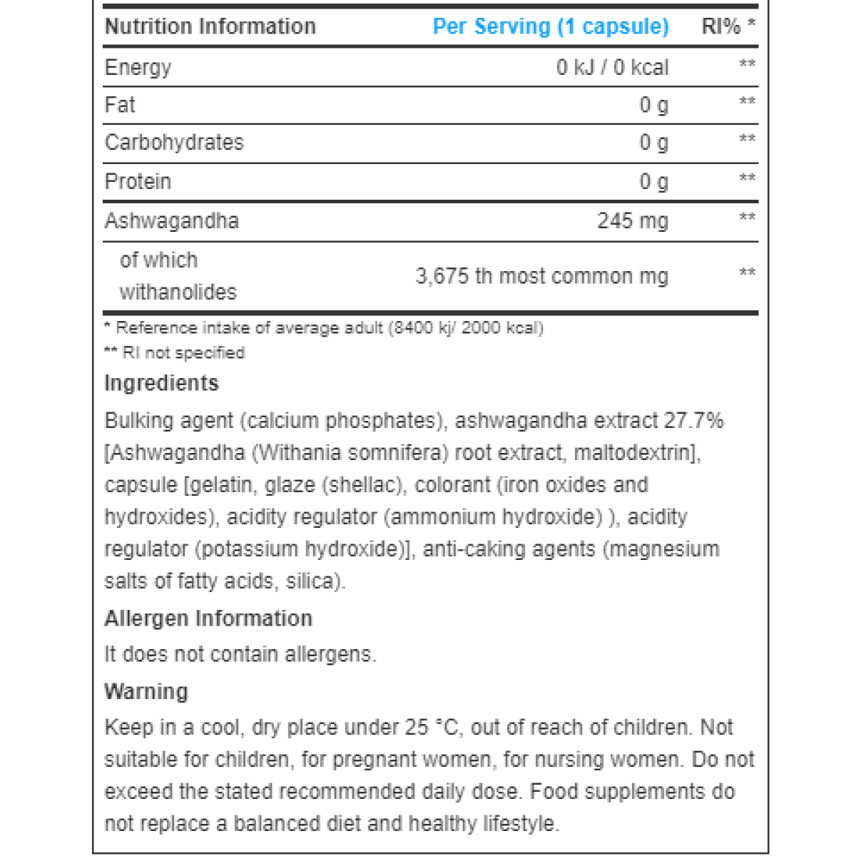 Ashwagandha 60caps (BIOTECH)