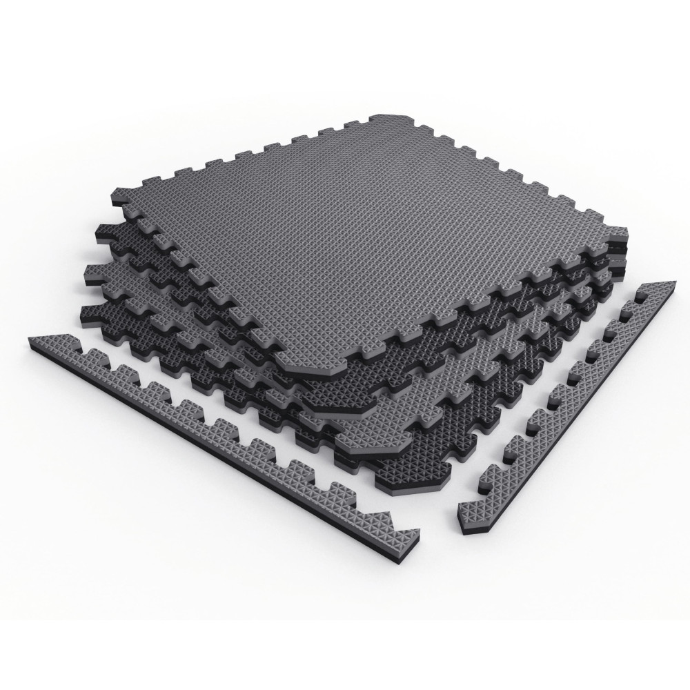 Δάπεδο προστασίας Puzzle 10 mm Μαύρο/Γκρι (4 Τεμάχια) Viking 107075